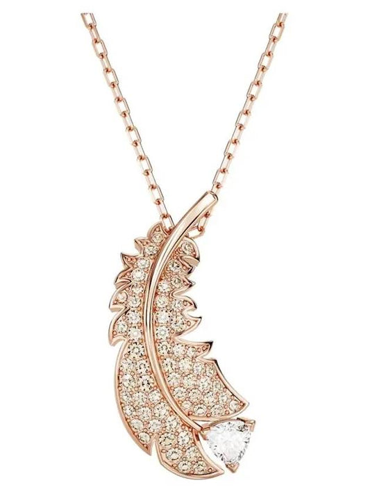 Idyllia Nice Feather Pendant Necklace Rose Gold - SWAROVSKI - BALAAN 2