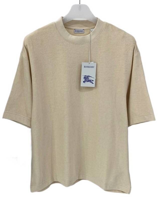 Logo Jacquard Towel-Finish Short-Sleeve T-Shirt Beige - BURBERRY - BALAAN 8