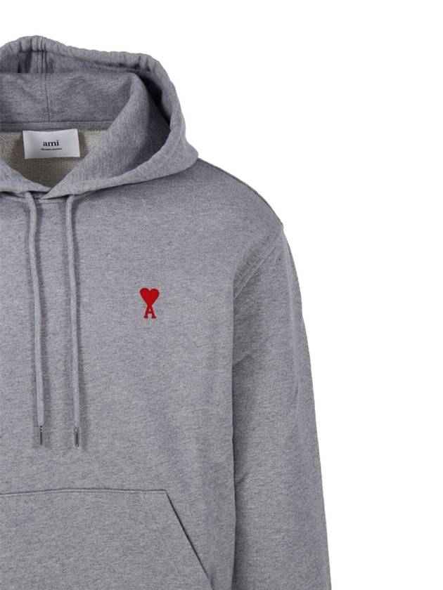 Heart Small Logo Hoodie Grey - AMI - BALAAN 3