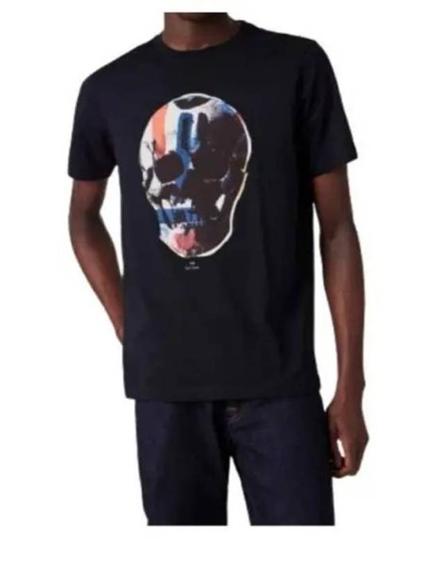 Skull Printing Short Sleeve T-Shirt Navy - PAUL SMITH - BALAAN 2