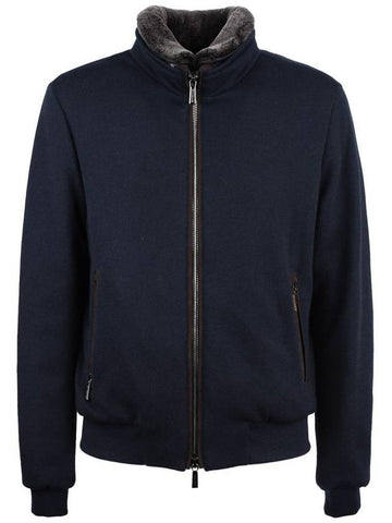 Moorer Bellati Mrw Blouson In Virgin Wool Cashmere Blend Blue - MOORER - BALAAN 1