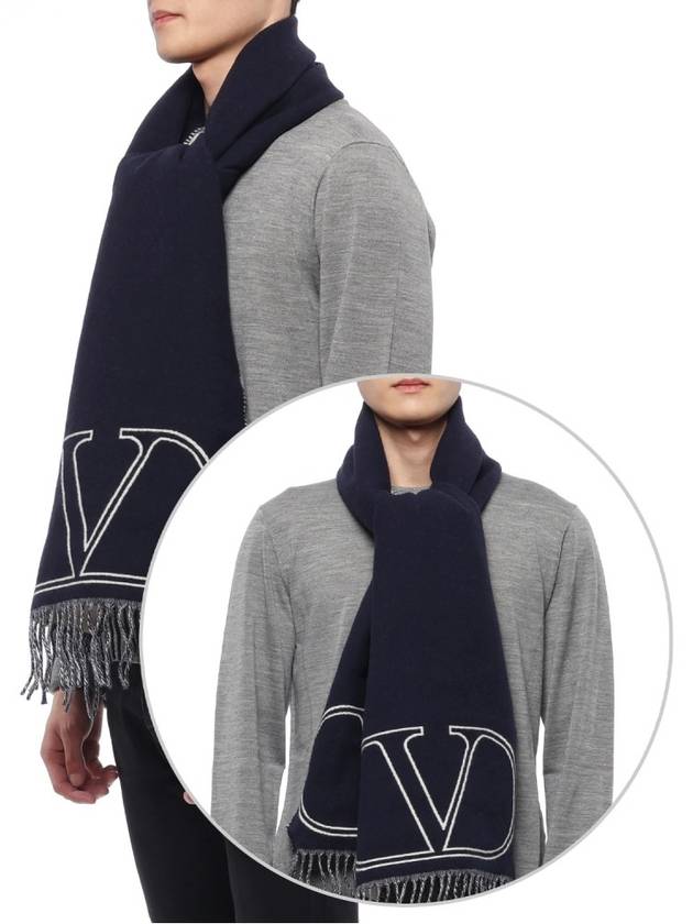 Men's V Logo Jacquard Muffler - VALENTINO - BALAAN 1