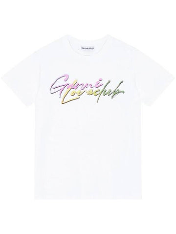 Love Print Cotton Short Sleeve T-Shirt White - GANNI - BALAAN 1