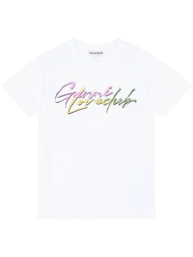 Love Print Cotton Short Sleeve T-Shirt White - GANNI - BALAAN 1