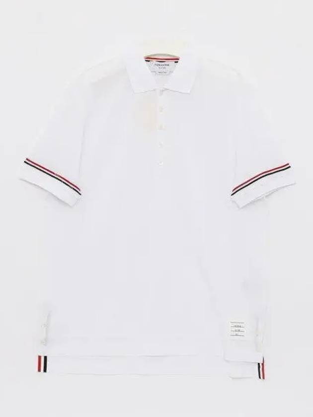 Lightweight Cotton Short Sleeve Polo Shirt White - THOM BROWNE - BALAAN 2