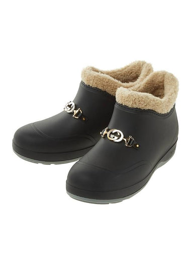 Horsebit Rubber Ankle Winter Boots Black - GUCCI - BALAAN 1