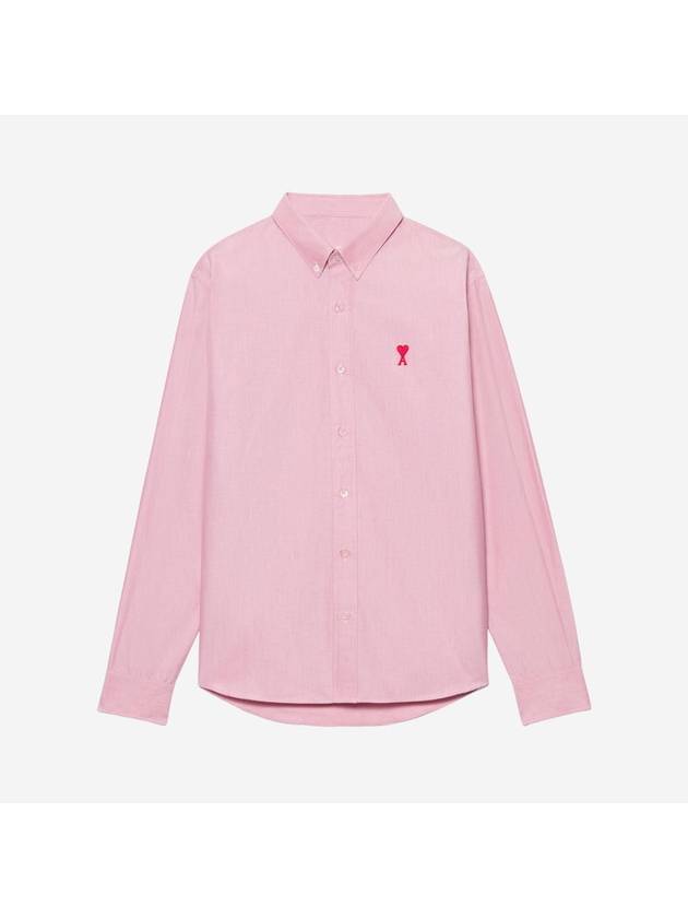 Men's Mini Heart Button Down Oxford Long Sleeve Shirt Pink - AMI - BALAAN 2