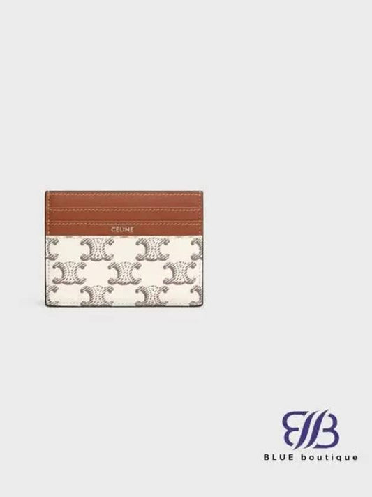 Large card wallet Triomphe canvas calfskin tan ecru - CELINE - BALAAN 1