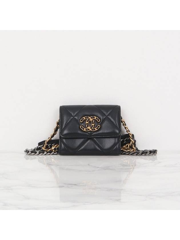 19 Flap Chain Coin Purse Lambskin Black AP1787 - CHANEL - BALAAN 1