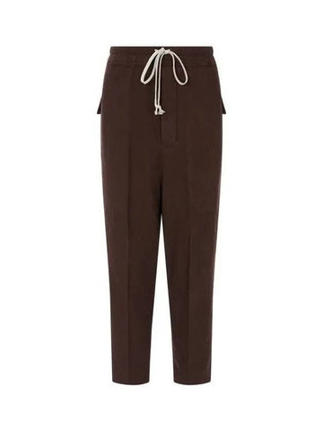 WOMEN Drawstring Cropped Wool Pants Brown 271518 - RICK OWENS - BALAAN 1