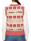 V-neck Logo Graphic Wool Blend Vest - GANNI - BALAAN.