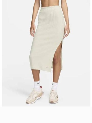 Sportswear Chill Knit Slim Ribbed Midi H Line Skirt Light Orewood Brown - NIKE - BALAAN 1