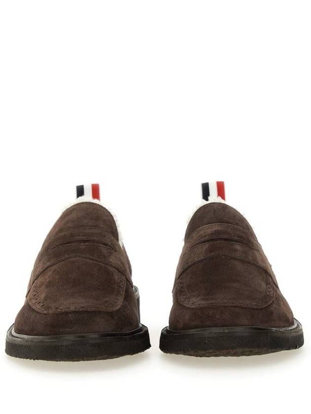 Shearling Lining Suede Penny Loafers Brown - THOM BROWNE - BALAAN 6