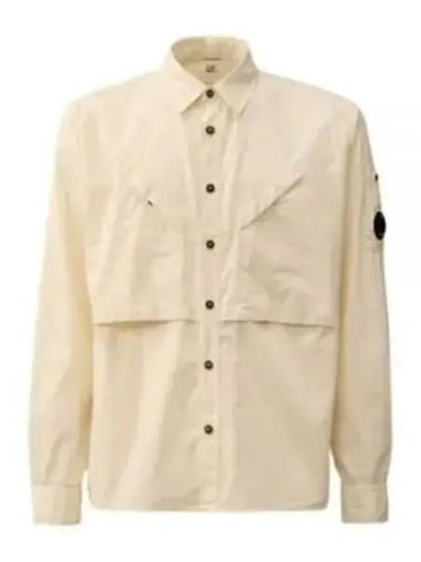 Cotton Rip Stop Pocket Long Sleeve Shirt Beige - CP COMPANY - BALAAN 1