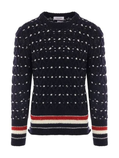 Wool Mohair Long Sleeve Knit Top Navy - THOM BROWNE - BALAAN 2