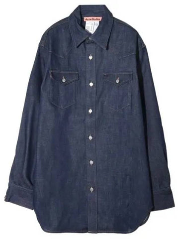 Indigo Denim Button Up Shirt Men s Long Sleeve - ACNE STUDIOS - BALAAN 1