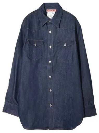 Indigo Denim Button Up Shirt - ACNE STUDIOS - BALAAN 1