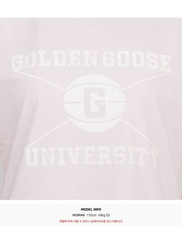 University Print Short Sleeve T-Shirt Pink - GOLDEN GOOSE - BALAAN 11