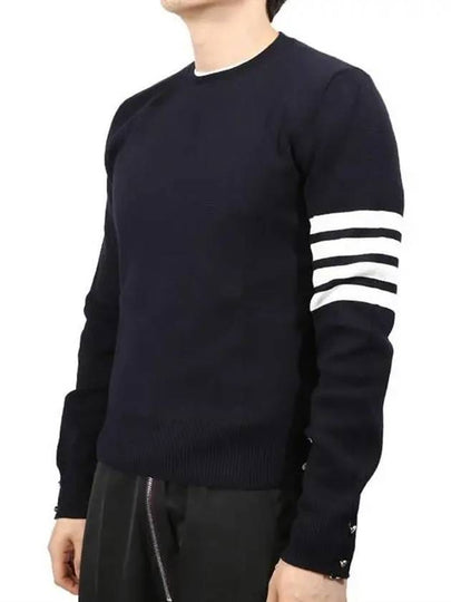 4 Bar Armband Milano Stitch Knit Top Navy - THOM BROWNE - BALAAN 2