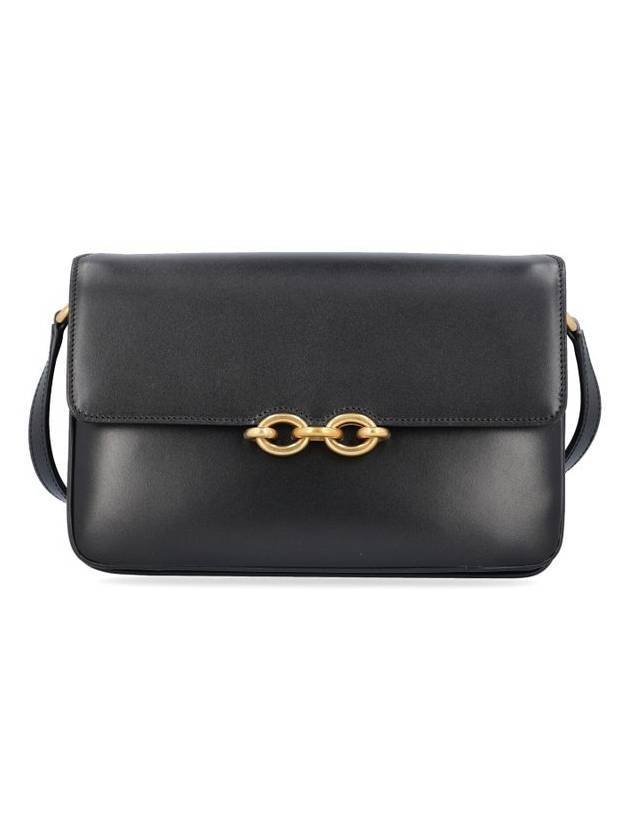 Le Maillon Smooth Leather Satchel Shoulder Bag Black - SAINT LAURENT - BALAAN 1