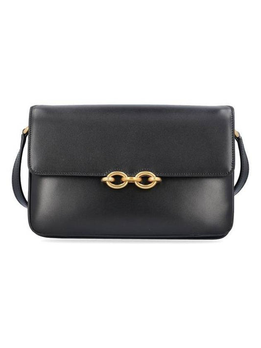 Le Maillon Gold Satchel Leather Shoulder Bag Black - SAINT LAURENT - BALAAN 1