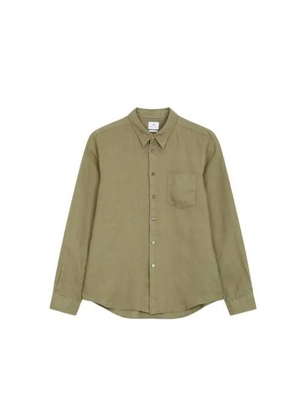 PS One Patch Pocket Linen Shirt Khaki 270475 - PAUL SMITH - BALAAN 1