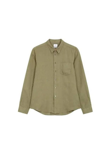 PS One Patch Pocket Linen Shirt Khaki 270475 - PAUL SMITH - BALAAN 1