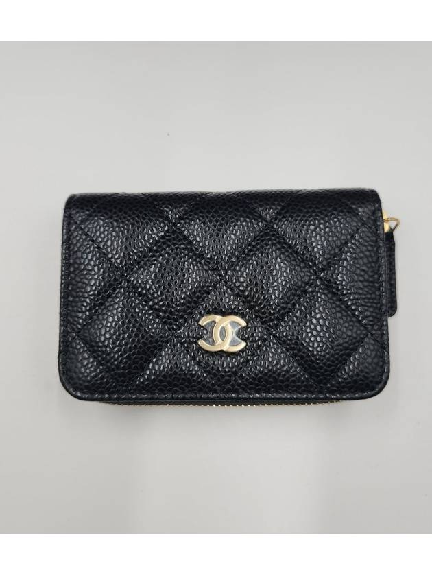 Classic Zipped Coin Purse Grained Calfskin & Gold Black - CHANEL - BALAAN 3