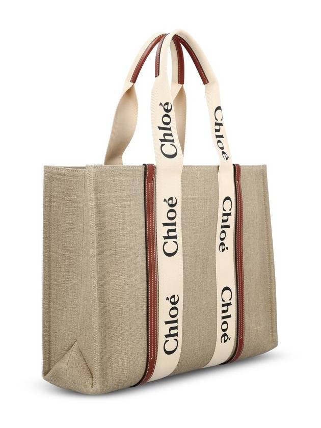 Woody Large Tote Bag White Brown Beige - CHLOE - BALAAN 4