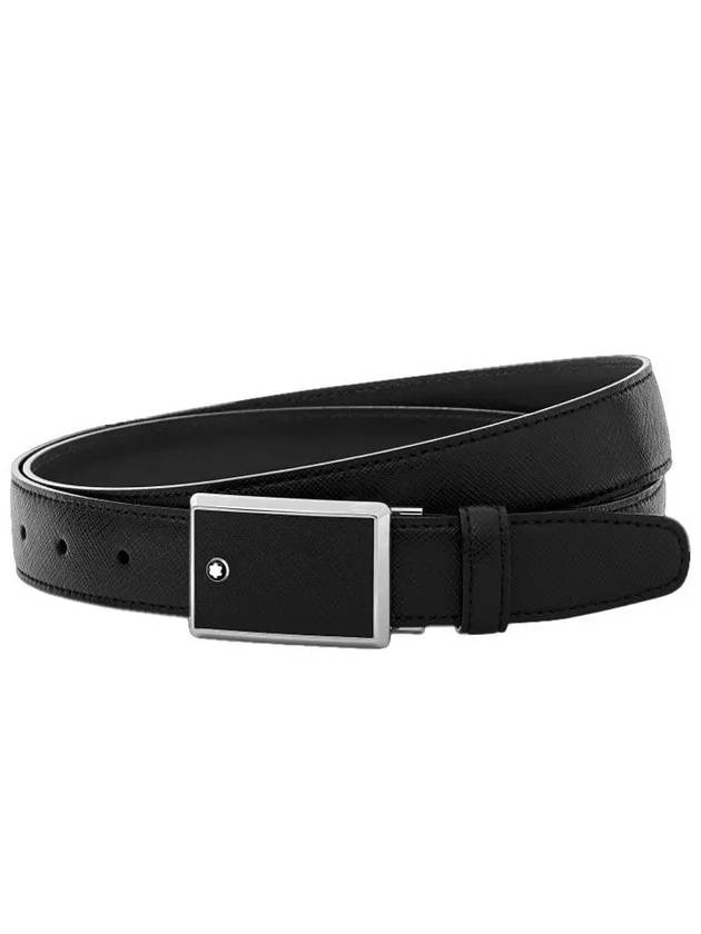 Plate Buckle Saffiano Leather Belt Black - MONTBLANC - BALAAN 3