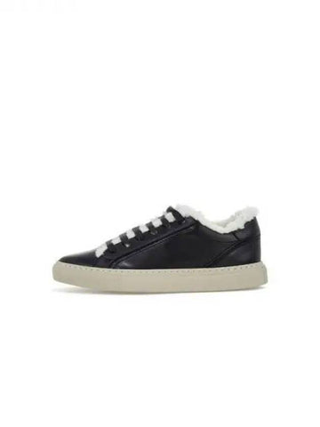 Women s Monili Tongue Shearling Lined Sneakers Black 271630 - BRUNELLO CUCINELLI - BALAAN 1