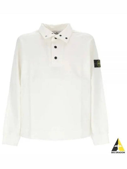 Compass Patch Cotton Fleece Polo Knit Top White - STONE ISLAND - BALAAN 2