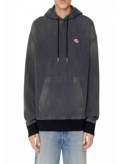 D Um Rib Track Denim Hoodie Black Dark Grey - DIESEL - BALAAN 2