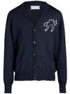 Embroidered Logo Wool Cardigan Navy - MAISON MARGIELA - BALAAN 2