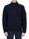 Wappen Patch Lambswool Half-Zip Knit Top Navy - STONE ISLAND - BALAAN 1