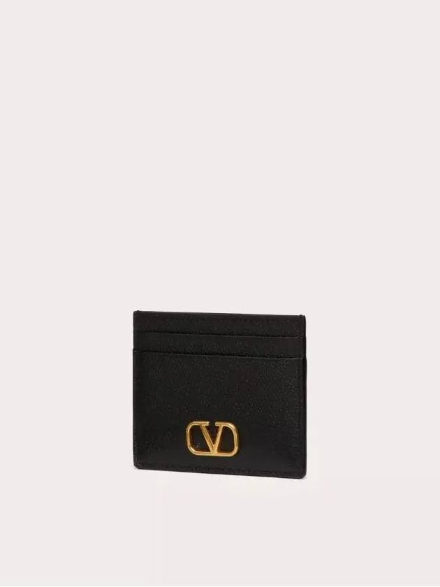 V Logo Signature Card Wallet Black - VALENTINO - BALAAN 3