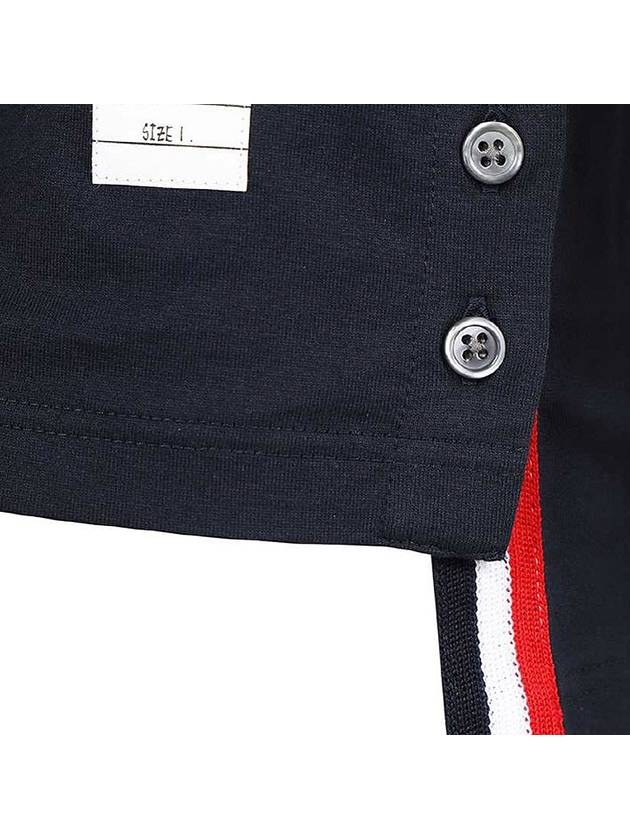 Men's Medium Weight Jersey Tipped Pocket Crewneck Short Short Sleeve T-Shirt Navy - THOM BROWNE - BALAAN 4