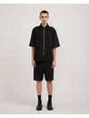 Jacquard Zip-up Short Sleeve Shirt Black - MONTSENU - BALAAN 1