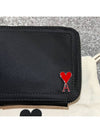 Heart Logo Strap Zipper Half Wallet Black - AMI - BALAAN 5