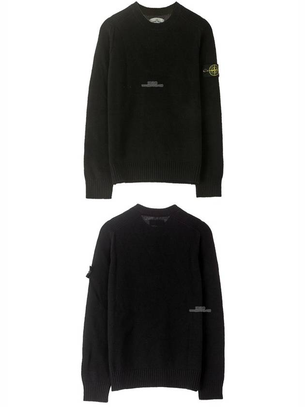 Waffen Patch Round Neck Knit Top Black - STONE ISLAND - BALAAN 5