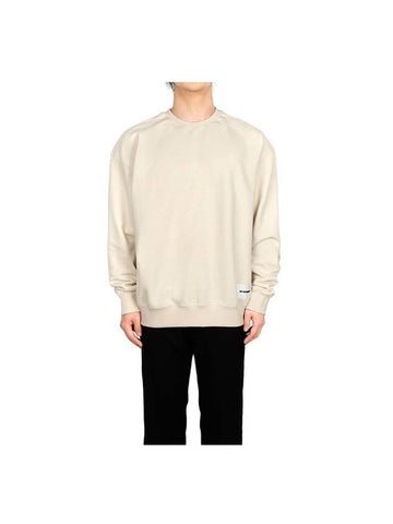 Logo Patch Crew Neck Oversized Sweatshirt Beige - JIL SANDER - BALAAN 1