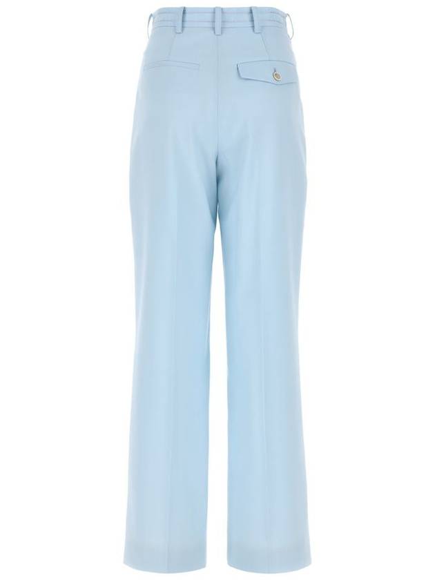 Women's Double Pleated Wool Straight Pants Light Blue - MARNI - BALAAN 3