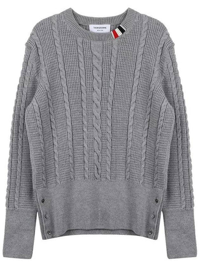 RWB Cable Wool Knit Top Grey - THOM BROWNE - BALAAN 2