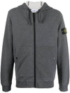 Wappen Patch Cotton Zip Up Hoodie Melange Dark Grey - STONE ISLAND - BALAAN 1