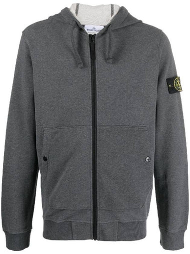 Wappen Patch Cotton Zip Up Hoodie Melange Dark Grey - STONE ISLAND - BALAAN 1