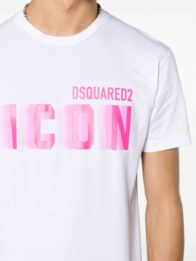 short sleeve t-shirt S79GC0082 S23009 967X WHITE PINK FLUO - DSQUARED2 - BALAAN 5