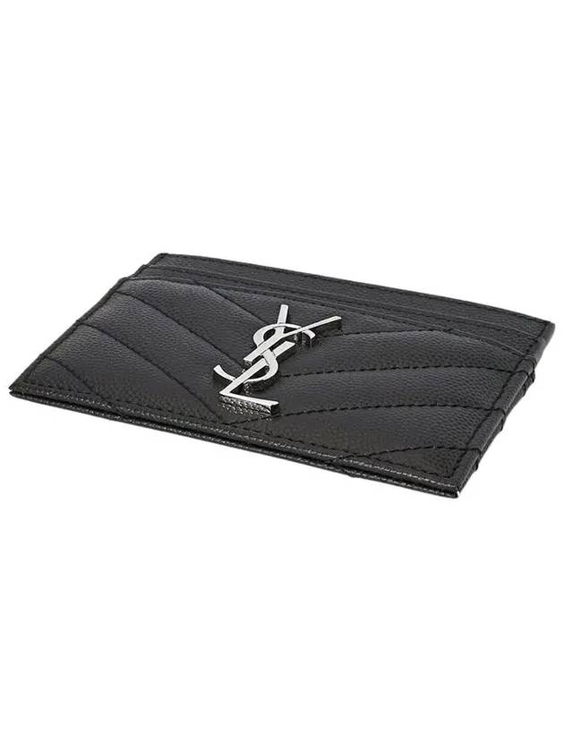 Cassandre Matelasse Card Case In Grain De Poudre Embossed Leather Black - SAINT LAURENT - BALAAN 3