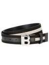 B Bold Buckle Leather Belt White Black - BALLY - BALAAN 2