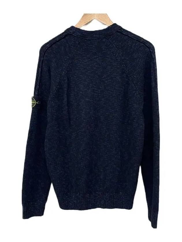 Men's Waffen Patch Crew Neck Knit Top Navy - STONE ISLAND - BALAAN 5