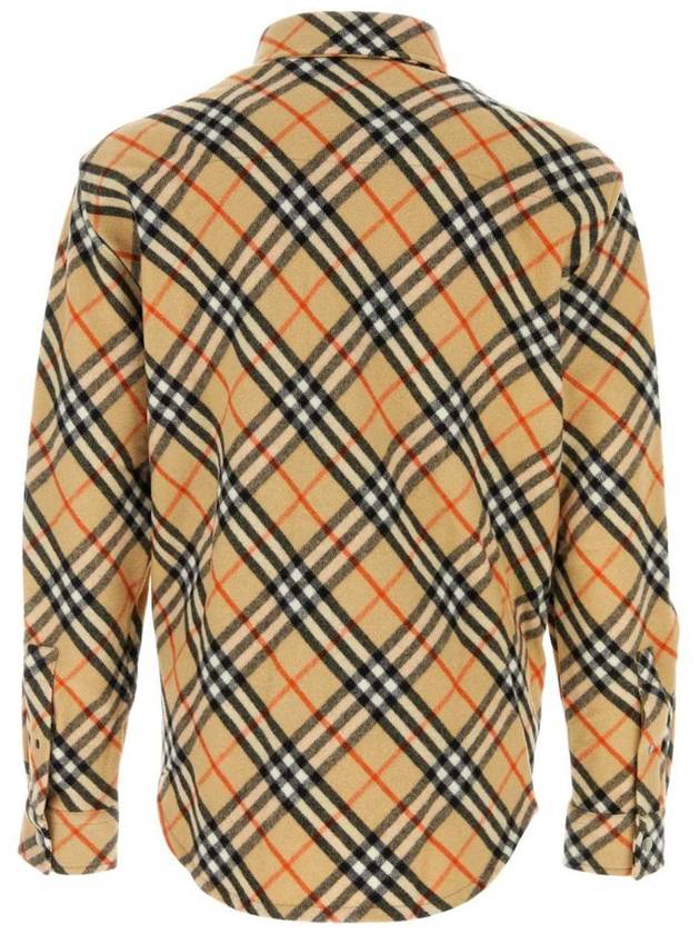 Check Oversized Wool Long Sleeve Shirt Sand - BURBERRY - BALAAN 3